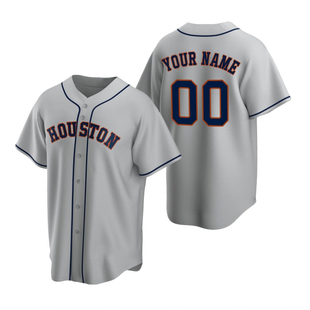 Custom Houston Astros Gray Jereymy Stitched Cool Base Road Jersey