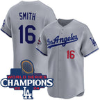 Los Angeles Dodgers #16 Will Smith Gray Jereymy 2024 World Series Champions Patch Limited Stitched Jersey
