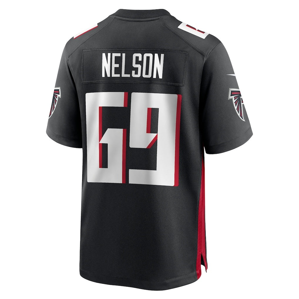 A.Falcons #69 Jack Nelson Black Jereymy Team Game Jersey