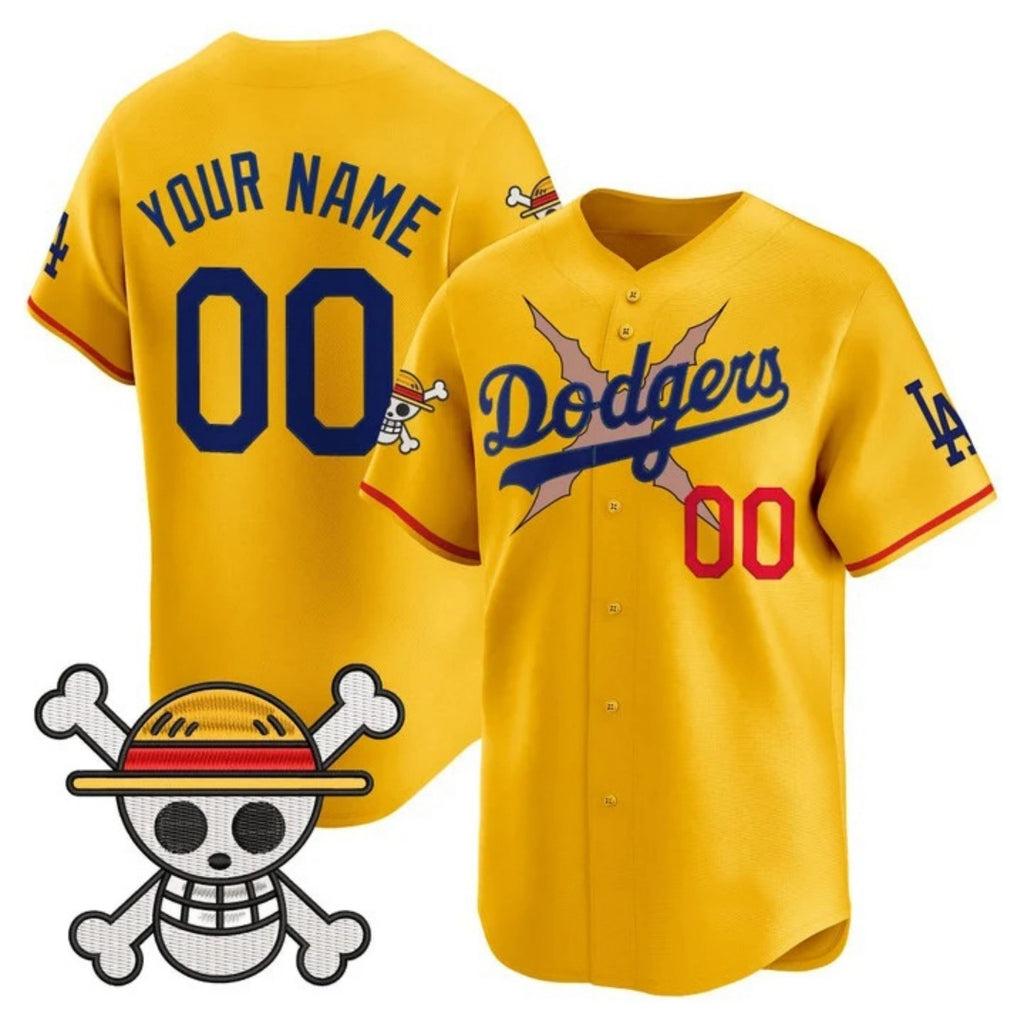 Custom Los Angeles Dodgers x One Piece Gold Jereymy 2025 Vapor Premier Limited Jersey - Stitched
