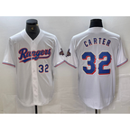 Texas Rangers #32 Evan Carter Number White Jereymy 2023 World Series Champions Cool Base Jerseys