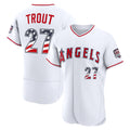 Los Angeles Angels #27 Mike Trout USA 250 Fourth of July Home Authentic Jersey - White Jereymy