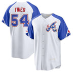Atlanta Braves #54 Max Fried White Jereymy 2023 City Connect Cool Base Stitched Jersey