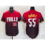 Philadelphia Phillies #55 Ranger Suarez Red Jereymy 2024 City Player Number Cool Base Jerseys