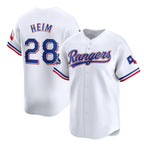 Texas Rangers #28 Jonah Heim White Jereymy 2023 World Series Champions Stitched Jersey