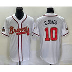 Atlanta Braves #10 Chipper Jones 2022 White Gold Jereymy World Series Champions Program Cool Base Stitched Jersey