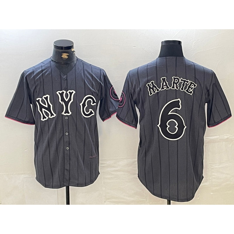New York Mets #6 Starling Marte Gray Jereymy 2024 City Connect Cool Base Stitched Jersey 2