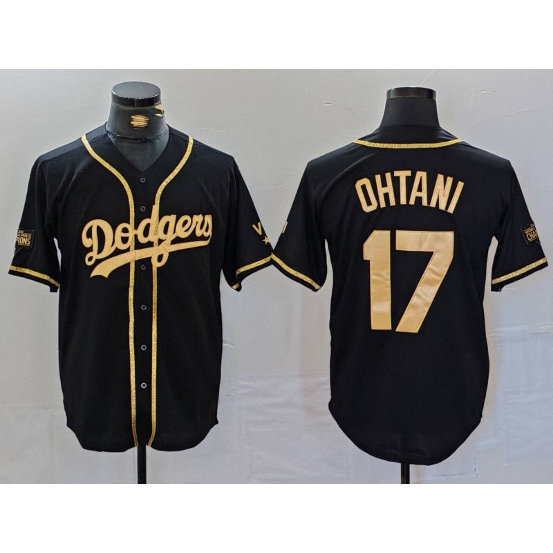 Los Angeles Dodgers #17 Shohei Ohtani Black Gold Jereymy World Series Champions Cool Base Stitched Jersey