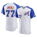 Atlanta Braves #77 Joe Jimenez Player White Jereymy City Connect Limited Elite Home Game Stitched Jerseys