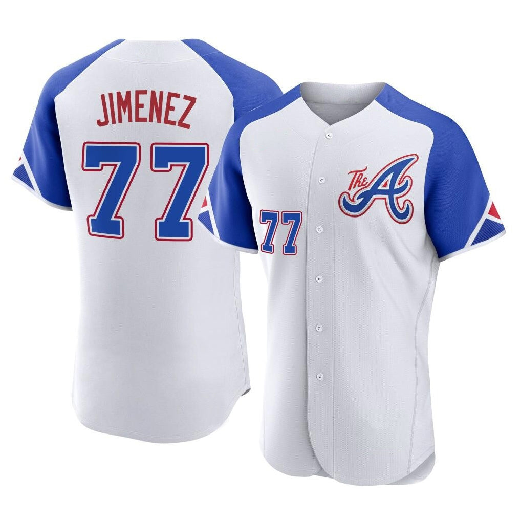 Atlanta Braves #77 Joe Jimenez Player White Jereymy City Connect Limited Elite Home Game Stitched Jerseys