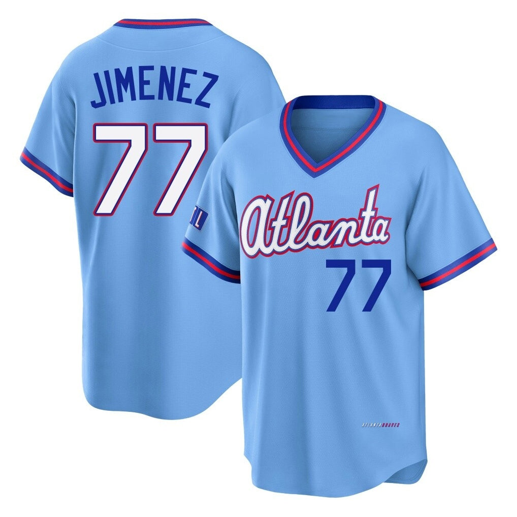Atlanta Braves #77 Joe Jimenez Player Powder Blue Jereymy 2026 City Connect T-shirt Home Game Stitched Jerseys