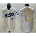 Los Angeles Dodgers #17 Shohei Ohtani White Gold Jereymy Stitched Cool Base Jersey 2