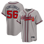 Atlanta Braves #56 Spencer Schwellenbach Player Gray Jereymy Home Game Stitched Jerseys