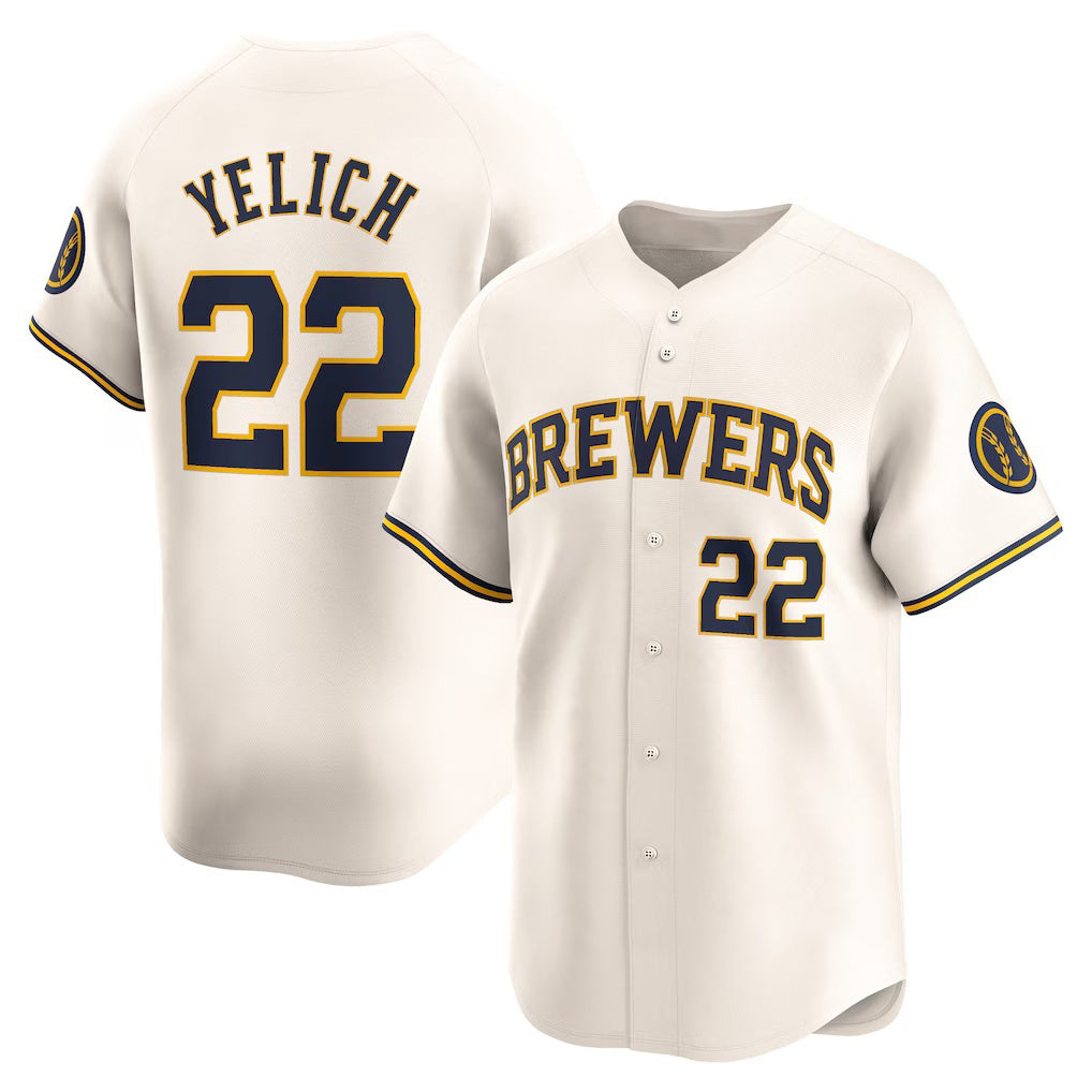 Milwaukee Brewers #22 Christian Yelich Cream Jereymy Home Limited Player Jersey