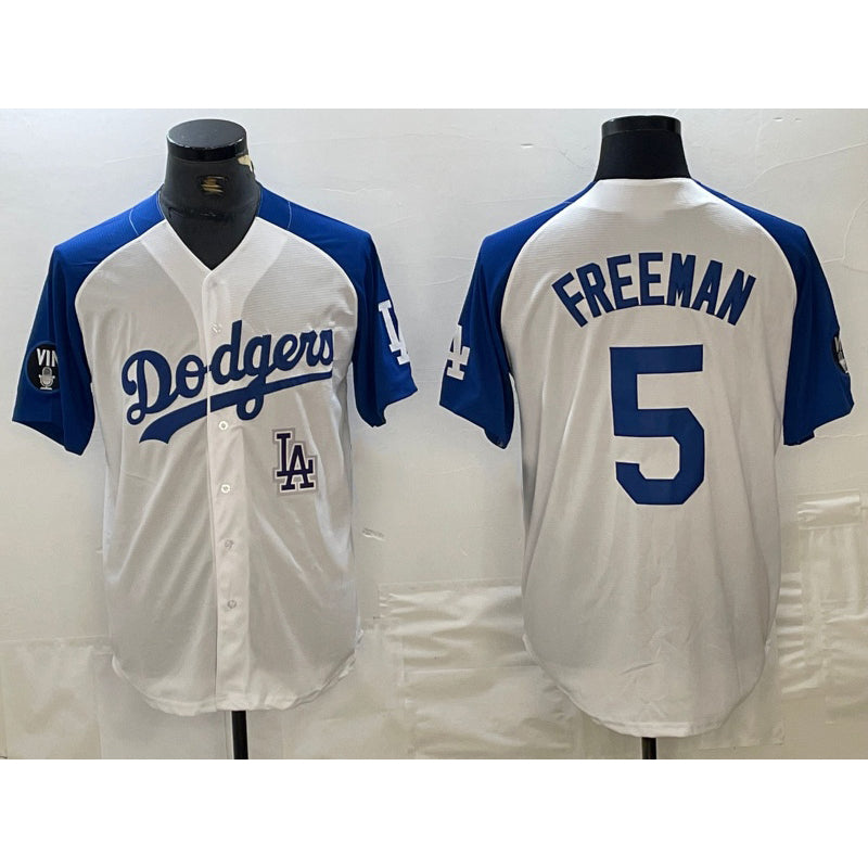 Los Angeles Dodgers #5 Freddie Freeman White Blue Jereymy Fashion Stitched Cool Base Limited Jersey 2