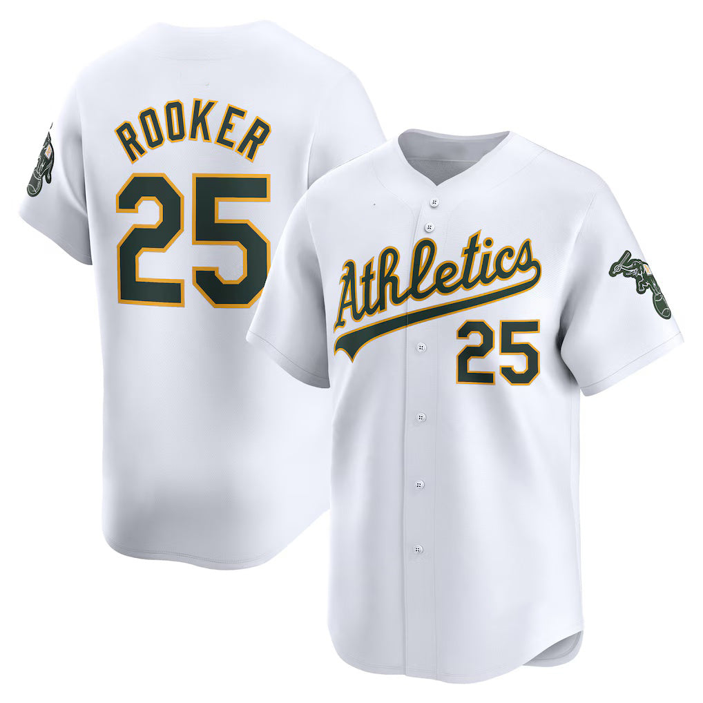 Oakland Athletics #25 Brent Rooker White Jereymy Home Limited Player Jersey