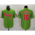 Philadelphia Phillies #16 Brandon Marsh Number Green Jereymy With Patch Stitched Cool Base Jersey
