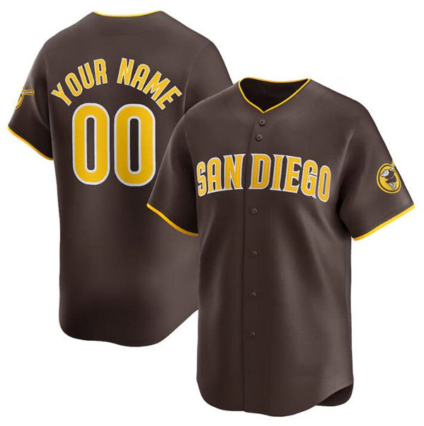 Custom San Diego Padres Brown Jereymy 2024 Away Limited Stitched Jersey