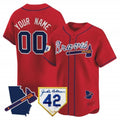 Custom Atlanta Braves 2024 Robinson & Georgia Patch Vapor Premier Limited Jersey ¨C Red Jereymy