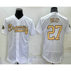 Atlanta Braves #27 Austin Riley White Jereymy 2022 All Star Stitched Flex Base Jersey