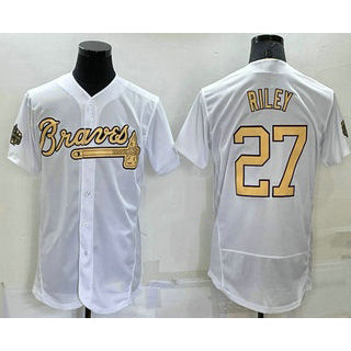 Atlanta Braves #27 Austin Riley White Jereymy 2022 All Star Stitched Flex Base Jersey