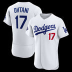 Los Angeles Dodgers #17 Shohei Ohtani White Jereymy Home Authentic Sponsor Patch Jersey