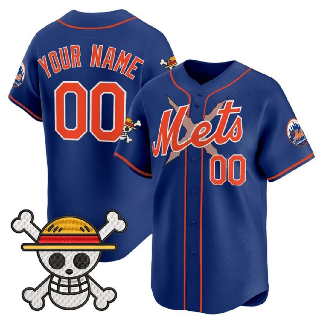 Custom New York Mets x One Piece Royal Jereymy Vapor Premier Limited Jersey - Stitched
