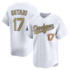 Los Angeles Dodgers #17 Shohei Ohtani White Jereymy 2025 Gold Collection Limited Stitched Jersey