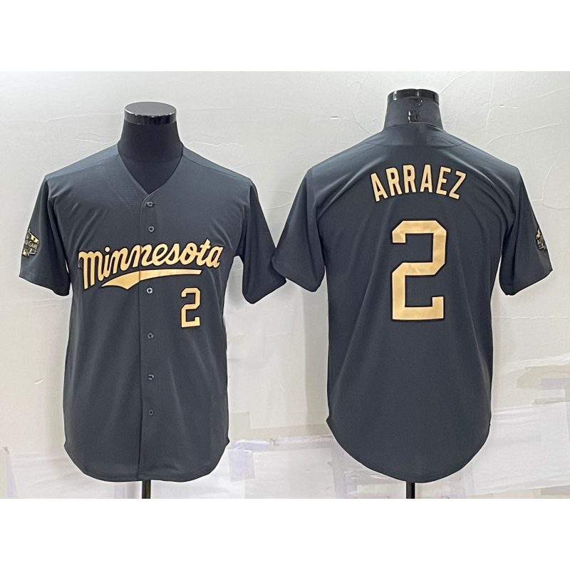 Minnesota Twins #2 Luis Arraez Number Charcoal Jereymy 2022 All-Star Cool Base Stitched Jersey