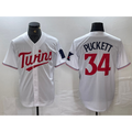 Minnesota Twins #34 Kirby Puckett White Red Jereymy Stitched Cool Base Jersey