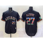 Houston Astros #27 Jose Altuve Black Jereymy Mexico With World Serise Champions Patch Cool Base Stitched Jersey