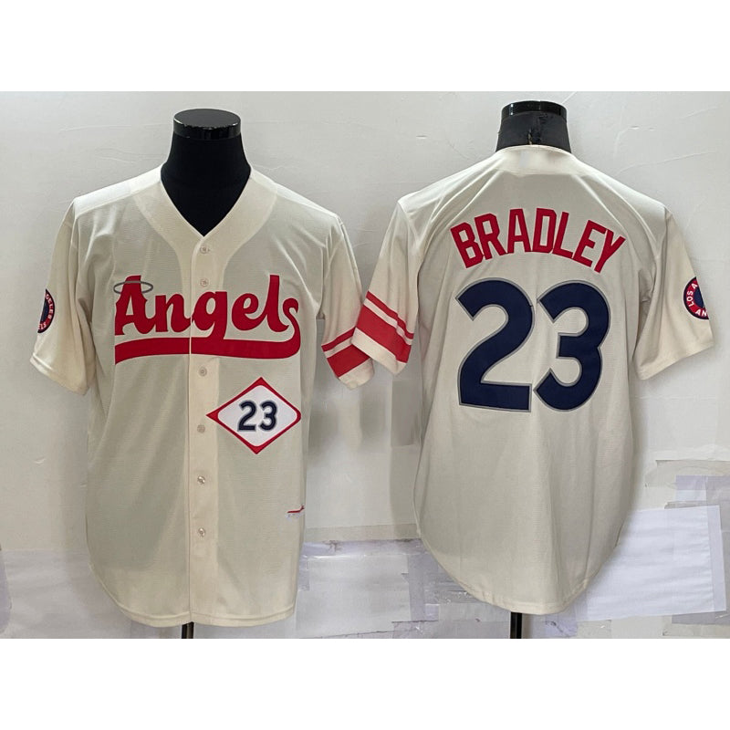 Los Angeles Angels #23 Archie Bradley Number Cream Jereymy 2022 City Connect Cool Base Stitched Jersey