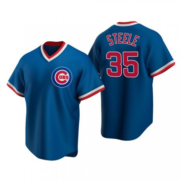 Chicago Cubs #35 Justin Steele Royal Jereymy Pullover Cooperstown Jersey