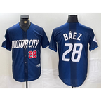 Detroit Tigers #28 Javier Baez Number 2024 Navy Jereymy City Connect Cool Base Limited Stitched Jersey
