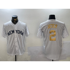New York Yankees #2 Derek Jeter White Jereymy Pinstripe Fashion Cool Base Jersey 2