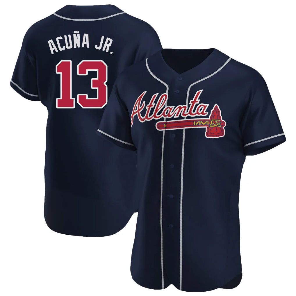 Atlanta Braves #13 Ronald Acuna Jr Player Navy Jereymy Limited Elite Home Game Stitched Jerseys