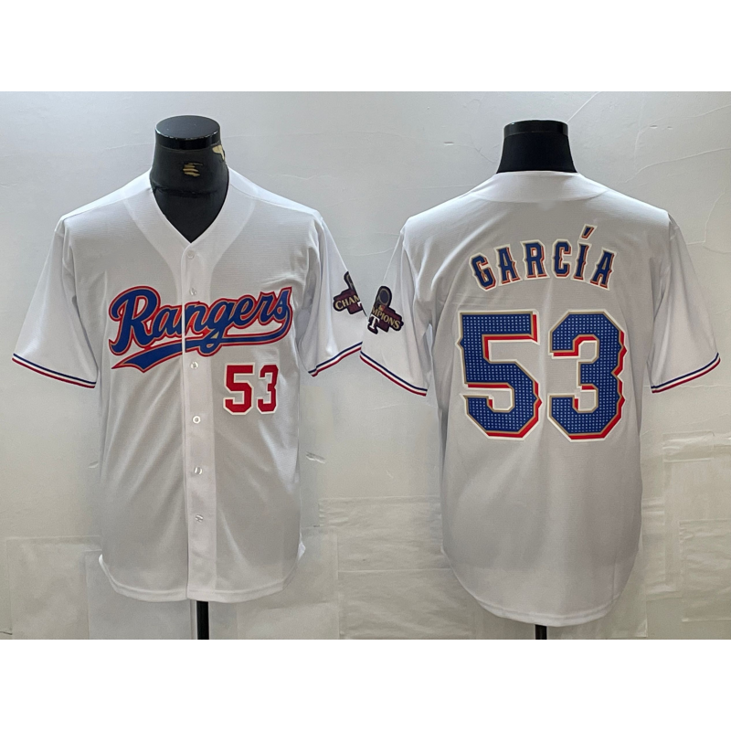 Texas Rangers #53 Adolis Garcia Number White Jereymy 2023 World Series Champions Cool Base Jersey 2