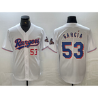 Texas Rangers #53 Adolis Garcia Number White Jereymy 2023 World Series Champions Cool Base Jersey 2