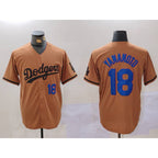 Los Angeles Dodgers #18 Yoshinobu Yamamoto Number Olive Jereymy Cool Base Limited Stitched Jerseys