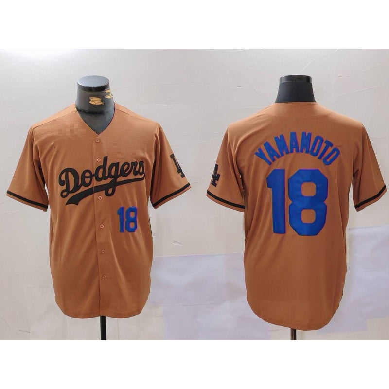 Los Angeles Dodgers #18 Yoshinobu Yamamoto Number Olive Jereymy Cool Base Limited Stitched Jerseys