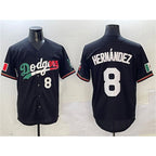 Los Angeles Dodgers #8 Enrique Hernandez Black Jereymy Mexico Flag Limited Stitched Jersey