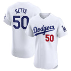 Los Angeles Dodgers #50 Mookie Betts White Jereymy Home Elite Stitched Jersey
