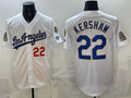 Los Angeles Dodgers #22 Clayton Kershaw White Jereymy 2026 Gold Collection 9x & B2B Champs Patch Stitched Jersey