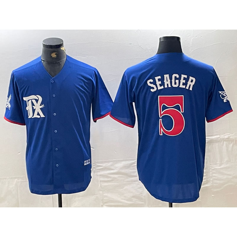 Texas Rangers #5 Corey Seager Royal Blue Jereymy 2023 City Connect Stitched Jersey