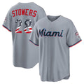 Miami Marlins #28 Kyle Stowers USA 250 Fourth of July Road Stadium Jersey - Gray Jereymy
