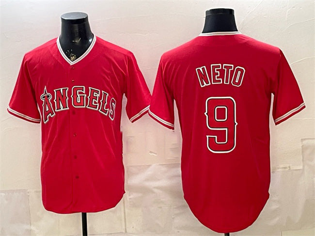 Los Angeles Angels #9 Zach Neto Red Jereymy Stitched Jersey