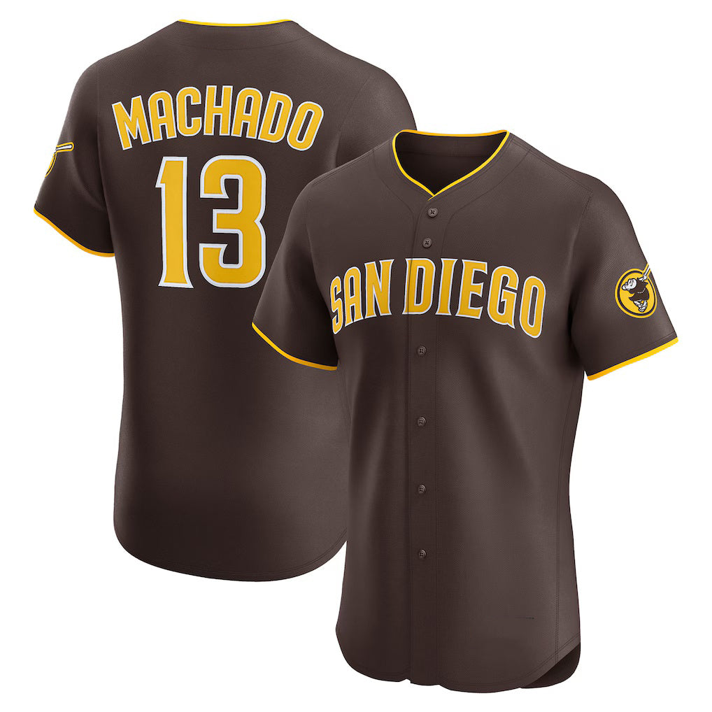 San Diego Padres #13 Manny Machado Brown Jereymy Road Elite Jersey