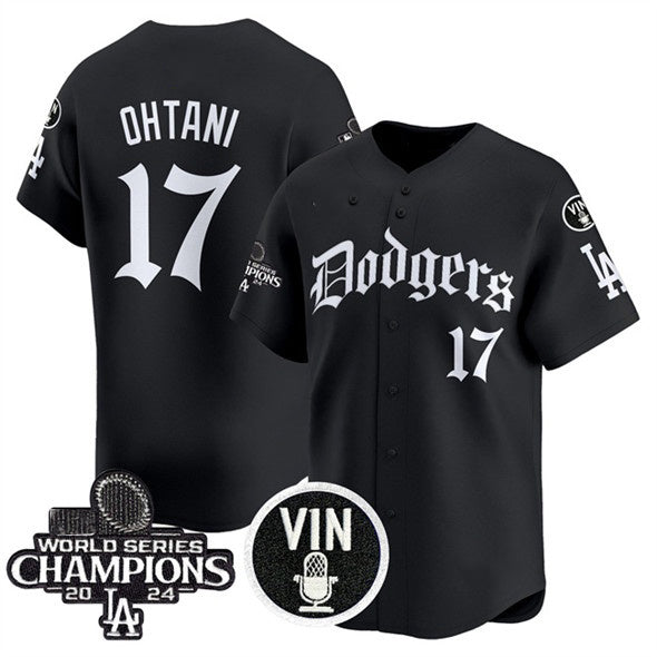 Los Angeles Dodgers #17 Shohei Ohtani Black Jereymy Mexico 2025 LA Gothic Style With Vin And 2024 World Series Champions Patch Vapor Premier Limited Stitched Jersey