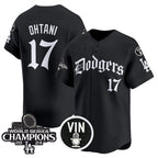 Los Angeles Dodgers #17 Shohei Ohtani Black Jereymy Mexico 2025 LA Gothic Style With Vin And 2024 World Series Champions Patch Vapor Premier Limited Stitched Jersey