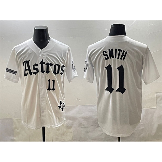 Houston Astros #11 Cam Smith White Jereymy Gothic 'Houston Born Barrio Raised' Limited Stitched Jersey